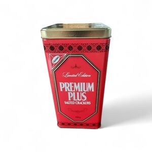 Vintage 1991 Christie’s Premium Plus Anniversary Tin – Red Cracker